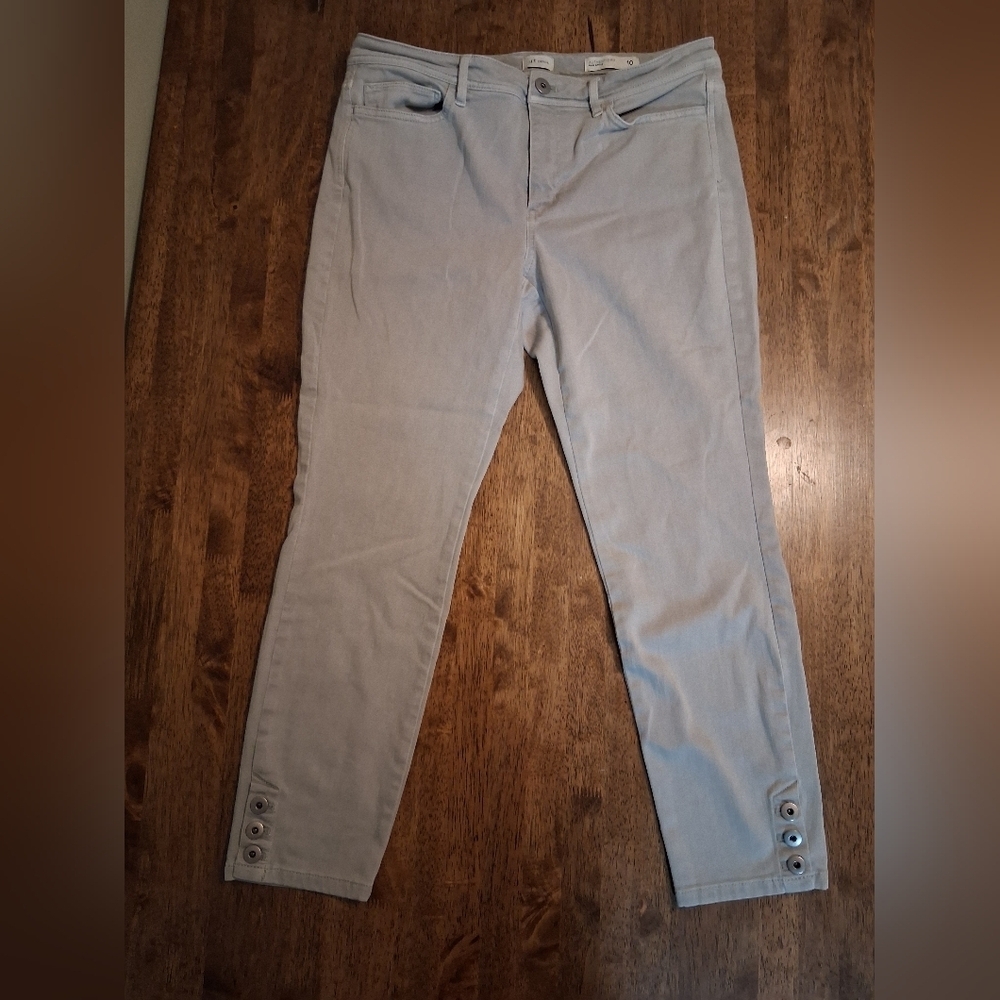 J Jill Jeans Womens 10 Authentic Fit Slim Ankle Grey Stretch High Rise